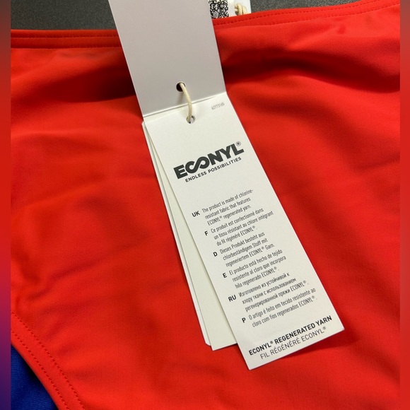 ADIDAS eco friendly women’s bright red high waist bikini swim bottoms size L NWT - Picture 6 of 6